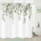 Sage Green Eucalyptus Shower Curtain Watercolor Plant Green Leaves Shower Curtains for Bathroom Waterproof Polyester Fabric Bath Curtain 72 x 72 Inch with 12 Hooks