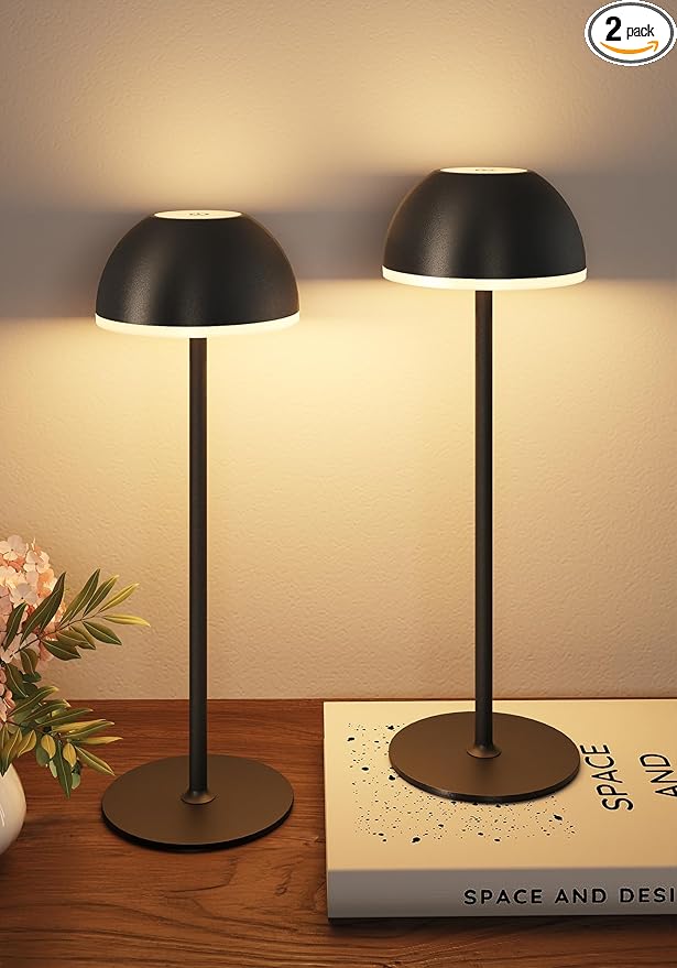 Cordless Table Lamp, Rechargeable, Touch control, 3 Color Temperature, Stepless Dimming, LED Memory Function, Portable, Battery Operated Lamp for Bedroom Restaurant Dinning Kitchen Bedside Nightstand