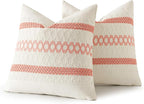 MIULEE Set of 2 Coral Red Boho Decorative Pillow Covers 18x18 Inch Farmhouse Rustic Couch Throw Pillows Modern Summer Cotton Cushion Covers Retro Cute Macrame Woven Home Decor for Bed Sofa Chair