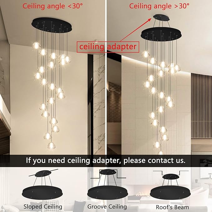 Modern Crystal Chandeliers LED Ceiling Lighting Foyer Large Ceiling Light for Staircase Living Room Hallway Entryway