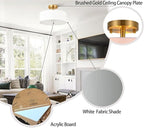 15 Inch Drum Light, Semi-Flush Mount Ceiling Light Fixture White Fabric Drum Shade and Gold Plating Finish,Ceiling lamp for Bedroom, Dining Room, Corridor, Living Room