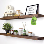 BAOBAB WORKSHOP Solid Wood Floating Shelves for Wall 36 Inches Long, Heavy Duty Wall Shelf for Bedroom 36 Inch Large, Real Wooden Bathroom Shelf Kitchen Rustic, Walnut Shelves, 36W × 6.7D, Set of 2