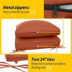 AAAAAcessories Outdoor Deep Seat Cushions, Waterproof, Fade-Resistant Patio Furniture Replacement Cushions, 23.5" x 25.5" x 5" + 23.5" x 13.5", Set of 2, Rust