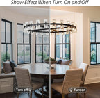 Modern 48 inch Black Round Chandeliers Light Fixture, Crystal Chandeliers for Dining Room, Living Room Chandelier, Wagon Wheel Chandelier Over Table, Suitable for Bedroom,Foyer,Includes Bulb