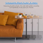 TV Tray Table Heavy Metal Base with Wheel Swivel/Adjustable Height Couch Table, Sofa Arm End Side Table for Living Room and Bedroom, Bed or Small Spaces