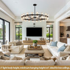 36" K9 Crystal Chandeliers, Round Black Chandeliers for Dining Room, Living Room, Dining Room Chandelier Over Table, Chandelier for Bedroom Foyer Bathroom Includes Bulbs