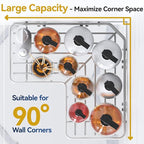 YASONIC Corner Shower Caddy Organizer, 5-Pack Self-Adhesive Rustproof Bath Shelves with Soap Holder & 4 Hooks, Large Capacity Shower Storage Rack for Bathroom Organization, Silver