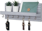 Key Holder Wall Mount, Entryway Mail Organizer with Shelf, Decorative Key Hanger with 7 Hooks Holds Leashes and Glasses, Includes Mounting Hardware (13.8” x 5.3” x 3.2”)