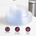 Aya's Cutlery Kingdom 100 Clear Plastic Plates for Party, Heavy Duty Disposable Set of 50 Dinner and 50 Dessert Plates, Elegant Fancy Design for Weddings, Parties, and Special Events