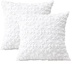 OTOSTAR Set of 2 Xmas Soft Plush Short Wool Velvet Decorative Throw Pillow Covers Square Luxury Style Cushion Case Pillow Shell for Sofa Bedroom Snowflake White, 24x24 Inch