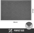 Sturdy Front Door Mat, Absorbent Muddy Dirt Resist Welcome Door Mats Outdoor Indoor, Stain and Fade Resistant, Non-Slip Rubber Backing Low Profile Doormat for Entryway, 36×24, Charcoal