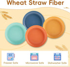 Wheat Straw Plate, Unbreakable Dinner Plates Set of 12/8, Dishwasher & Microwave Safe Plastic Plates Reusable, Lightweight Plates for kitchen (8 PCS, 9 IN)
