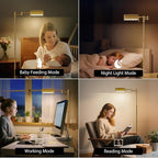 SUNMORY Dimmable LED Pharmacy Floor Lamp, 16W Bright Reading Floor Lamp with Remote & Touch Control, 350°Swing Arm, Adjustable Task Craft Standing Lamp for Living Room Bedroom Office, Gold
