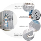 Vandarllin Snowman Christmas Shower Curtain, Let It Snow Winter Holiday Shower Curtains Set with Hooks, Grey White Waterproof Fabric Bathroom Curtains Decor Home Accessories,72 X 78 Inch Long