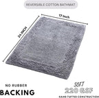 Savi Home Bath Mat Rug 17x24 Charcoal Grey, 100% Pure Cotton, Super Soft Bath Rug, Plush & Absorbent, Hand Tufted Heavy Weight Construction, Full Reversible Step Out Rugs