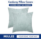 MIULEE Pack of 2 Corduroy Pillow Covers Soft Soild Striped Throw Pillow Covers Set Decorative Square Cushion Cases Pillowcases for Sofa Bedroom Couch 20 x 20 Inch Mint