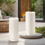 5" x 14" White Large Waterproof Outdoor Flameless Candles Battery Operated LED Flickering Pillar Candles with Remote and Timer for Indoor Outdoor Lanterns, Long Lasting, Set of 2