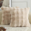 MANDIOO Pack of 2 Thick Plush Wool Decorative Throw Pillow Covers Super Soft Wave Bubble Fur Velvet Cushion Covers Pillow Shams for Couch Bed Living Room 26x26 Inch Beige