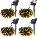 4Pack Solar String Lights for Outside, 400 LED Solar Christmas Lights Outdoor Waterproof with 8 Modes Solar Fairy Lights for Xmas Tree Party Wedding Garden Fence Decorations (Warm White)