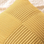 MIULEE Gold Corduroy Pillow Covers Pack of 2 Boho Decorative Spliced Throw Pillow Covers Soft Solid Couch Pillowcases Cross Patchwork Textured Cushion Covers for Living Room Bed Sofa 18x18 inch