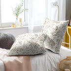 Vintage Floral Throw Pillow Covers 22x22 Inch, Set of 2 Brown Cream Chinoiserie Flowers Square Pillowcases Cushion Cover for Outdoor Indoor Room Couch Bed Sofa Car Decoration