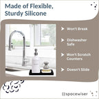 Countertop and Vanity Tray – Small 7.7” Silicone Tray, Soap Dispenser Trays, Bathroom Trays, Kitchen Soap Holder Sink Organizer Counter Caddy for Soaps Bottle Keys, Sponge Holder Dish Black