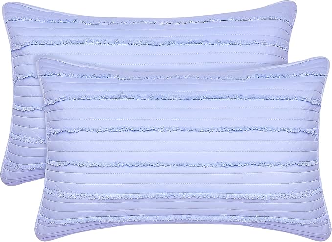 BOSOWOS King Size Pillow Shams Set of 2, Ultra Soft Breathable 20 x 36 Inches Pillow Case Envelope Closure, Microfiber Farmhouse Bed Pillowcases for Easy Care, Light Cornflower Blue