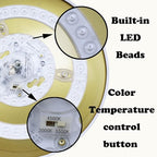DANSEER Drum Ceiling Light Semi Flush Mount Gold Finish Dimmable LED for Bedroom Hallway Living Room Entry