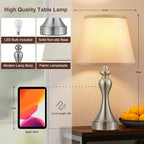 Seealle Touch Lamps for Night Stands - Bedside Lamps Set of 2, 3 Way Dimmable, USB C+A for Bedroom & End Tables (Oat&Nickel)