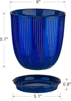 ADN Ceramic Flower Pots Indoor with Saucer - 6 Inch Plant Pot, Hand Glazed Ceramic Planter for All House Plants with Drainage Hole and Tray, Navy