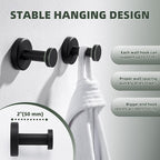 APLusee Matte Black Robe Towel Hook for Bathroom, 2 Pack Stainless Steel Coat Hooks, Heavy Duty Wall Hangers Wall Mounted