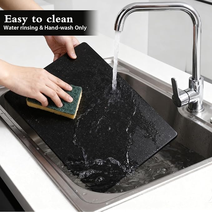 Natural granite Cutting Board- 16x12 Inch Kitchen Bakery Tool for Professional Chef & Baker's Tray - granite Display for Elegant Food Presentation & Stylish Kitchen Decor (black)