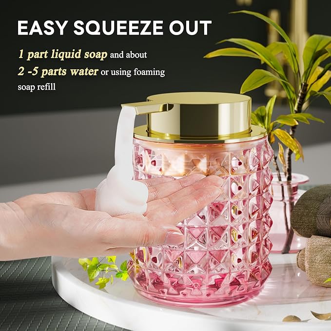 Bathroom Set Pink Bathroom Accessories Set Glass Bathroom Accessories Pink Bathroom Accessory Diamond Soap Dispenser and Toothbrush Holder Sets for Bathroom Decor