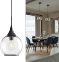 Pendant Lights Kitchen Island: Matte Black Light Fixture Farmhouse with Clear Glass - 10 Inch Mid Century Globe Kitchen Lighting Fixtures Ceiling for Dining Room