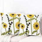 Decorative Throw Pillow Covers Set of 2 Sunflower Pillow Covers 16x16 inch Super Soft Short Plush Floral Square Throw Pillows,Farmhouse Outdoor Pillow Covers for Couch Sofa Bed Living Room