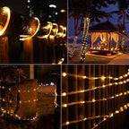 Brightown Solar Rope Lights, 39FT 100LED Outdoor Solar String Lights, IP65 Waterproof Solar Powered Fairy Lights with 8 Lighting Modes for Party Garden Yard Home Holiday Tree Decoration, Warm White