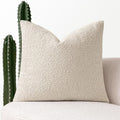 MIULEE Textured Boucle Throw Pillow Cover Beige Boho Accent Solid Eruo Sham Pillow Case Decorative Soft Pack of 1 Couch Cushion Chair Sofa Bedroom Livingroom Home Decor,24x24 Inch