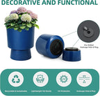 16.75" H Urn-Style Tall Planters, 2-Pack Modern Large Flower Pots for Outdoor Indoor, 2-in-1 Design Plant Containers for Garden Patio Yard Balcony Porch or Home Decor, Cobalt Blue, UV-Protect