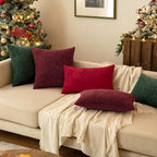 MIULEE Pack of 2 Christmas Green Throw Pillow Covers 12x20 Inch Soft Chenille Pillow Covers for Sofa Living Room Couch Solid Dyed Cases