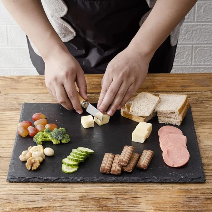 16x12in Large Slate Cheese Board for Meat, Cheese, Appetizers - Slate Platter with 2 Chalks - Perfect for Housewarming, Christmas, Mother's Day