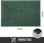 Sturdy Front Door Mat, Absorbent Muddy Dirt Resist Welcome Door Mats Outdoor Indoor, Stain and Fade Resistant, Non-Slip Rubber Backing Low Profile Doormat for Entryway, 36×24, Green