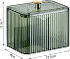 Qtips Holder Bathroom Container,3-Section Cotton Ball/Swabs Dispenser,3 Grids Apothecary Jar Organizer, Cosmetics Storage for Vanity