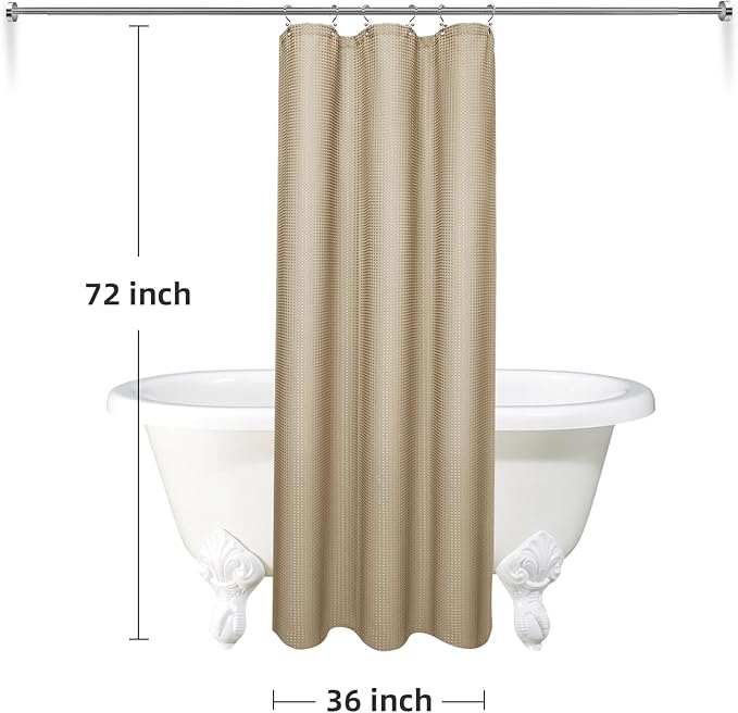 LaCyan 3 in 1 Waterproof Waffle Weave Shower Curtain and Clear Liner Set with 6 Stainless Steel Hooks Double Sided for Bathroom 72 Inches Heavy Duty Polyester Fabric Shower Curtains 36x72