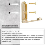 4Pcs Folding Coat Hooks, Zinc Alloy Folding Wall Hook for Hanging Coat Scarf Hat Robe Key Purse, Foldable Invisible Hook with Screws (Gold)