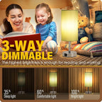 Yarra-Decor Bedside Lamp with USB Port - Touch Control Table Lamp for Bedroom 3 Way Dimmable Nightstand Lamp with Round Denim Fabric Shade for Living Room, Dorm, Home Office (LED Bulb Included)