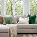 MIULEE Faux Fur Christmas Decorative Throw Pillow Covers 12x20 Inch Set of 2, Modern Spring Home Decor Soft Plush Couch Pillows Cozy Fluffy Cushion Covers for Sofa Bed Dark Green