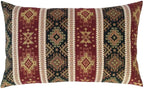Kilim Throw Pillow Covers Burgundy Red and Green - 14 x 24 Inches Decorative Lumbar Pillows, Boho Room Decor for Couch, Bohemian Outdoor Case for Farmhouse, Southwestern Shams, Sofa