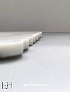 Natural Marble Tray, 12 x 6 inches Serving Board, Bathroom Organizers and Storage, Scallop Stone Present for Home Kitchen Vanity Countertop Decor (Marble, White)