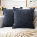 MIULEE Pack of 2 Couch Throw Pillow Covers 16x16 Inch Dark Blue Farmhouse Decorative Pillow Covers with Stitched Edge Soft Chenille Solid Dyed Spring Pillow Covers for Sofa Bed Living Room