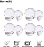 Eur-Nordic Shape Raising Rim 20pc Dinnerware Set, Matte White with Speckle Effect